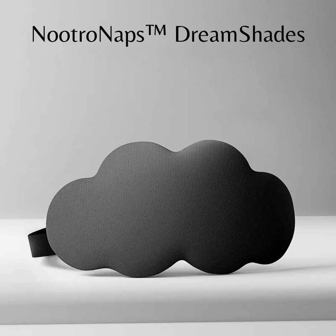 NootroNaps™ DreamShades Black Cloud Eye Mask – Light-blocking and cooling for deep sleep.