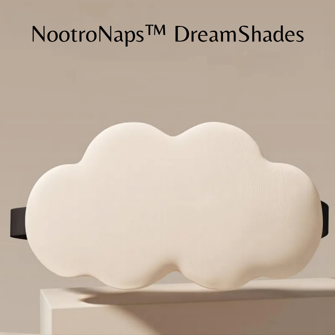 NootroNaps™ DreamShades Champagne Yellow Sleep Mask – Light-blocking, cooling, and memory foam for a peaceful night’s rest.